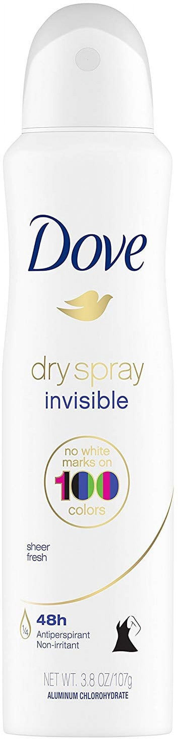 Dove Dry Spray Invisible Antiperspirant Deodorant, Sheer Fresh 3.8 oz (Pack of 3)