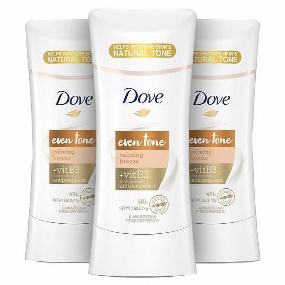 Dove Even Tone Antiperspirant Deodorant Stick Apple Blossom & Mango Butter 3 Count For Uneven Skin Tone 2.6 Oz Packaging May Vary