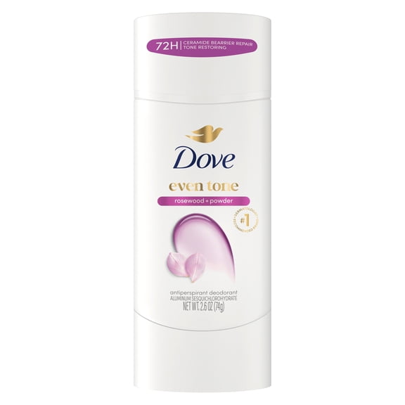 Dove Antiperspirant Deodorant Stick For Uneven Skin Tone Rosewood & Powder 48-hour Odor And Sweat Protection ,2.6 oz