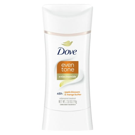 Dove Even Tone Women's Antiperspirant Deodorant Stick, Apple Blossom & Mango Butter, 2.6 oz