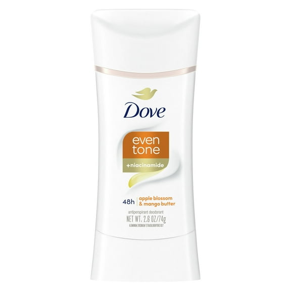 Dove Even Tone Women's Antiperspirant Deodorant Stick, Apple Blossom & Mango Butter, 2.6 oz