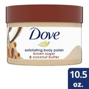 Dove Exfoliating Body Polish Brown Sugar and Coconut Butter Body Scrub All Skin Type, 10.5 oz