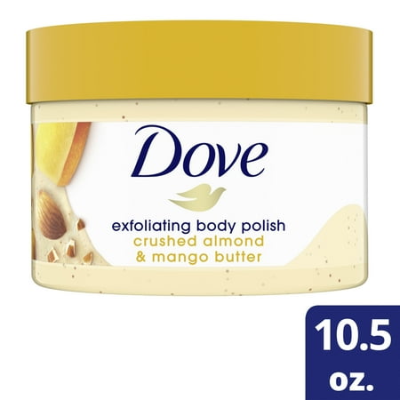 Dove Exfoliating Body Polish Crushed Almond and Mango Butter Body Scrub All Skin Type, 10.5 oz
