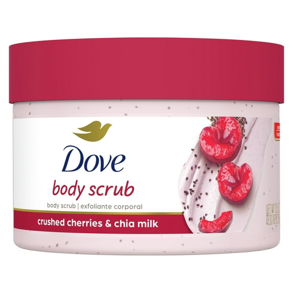 Dove Exfoliating Body Polish Crushed Cherries & Chia Milk All Skin Type, 10.5 oz