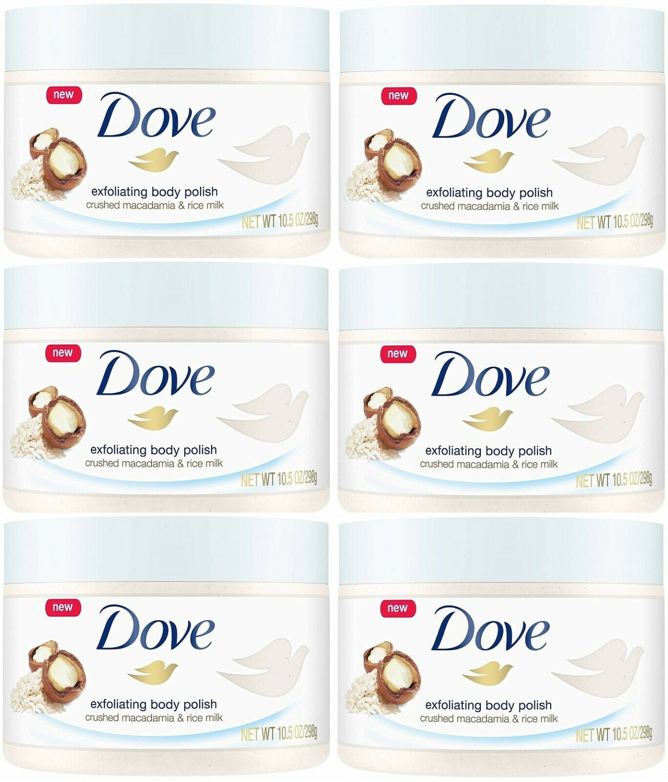 Dove Exfoliating Body Polish Crushed Macadamia & Rice Milk, 10.5 Ounce