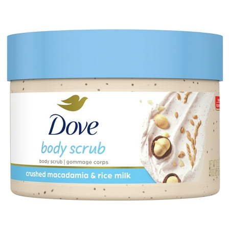 Dove Exfoliating Body Polish Macadamia and Rice Milk Body Scrub, 10.5 oz