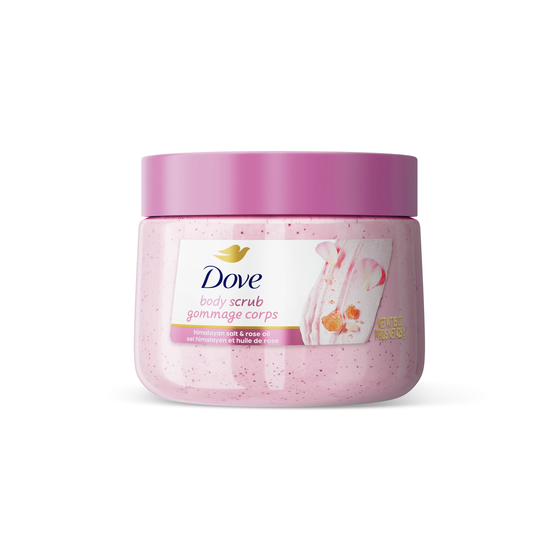 Dove Exfoliating Body Scrub for Women Himalayan Salt & Rose Oil, 15 oz