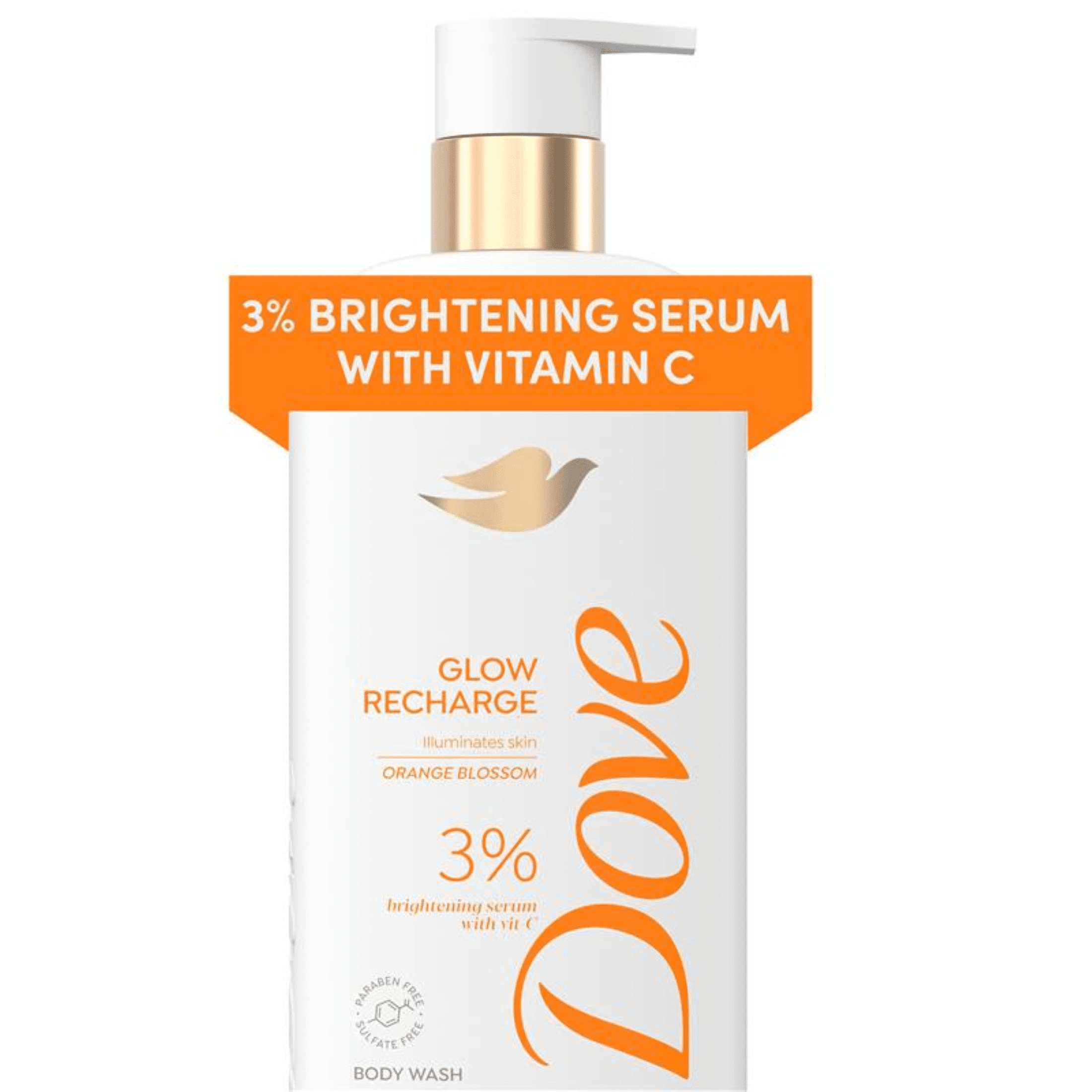 Dove Exfoliating Glow Recharge Body Wash for Women Brightening Serum with Vitamin C All Skin, 18.5 oz