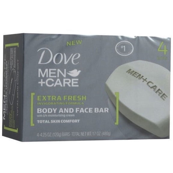 Dove Extra Fresh Body And Face Bar For Men 4.25 Oz, 4 Ea, 2 Pack