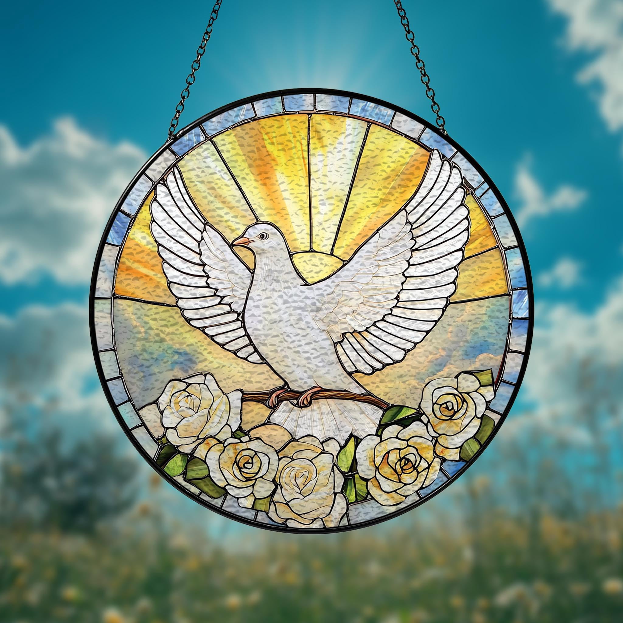 Dove Faux Stained Glass, Peaceful Dove Suncatcher, Bird Dove Glass ...