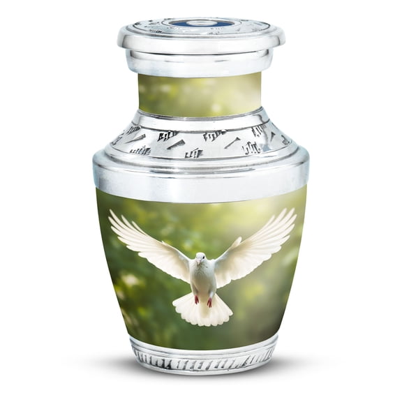 Dove Flying In Light Background Urn For Human Ashes, Large Memorial Urns For Ashes Adult Male, Light-Themed Funeral Cremation Urns For Ashes, Decorative Burial Urns 3 Inch, 1pcs
