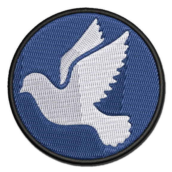 Dove Flying Silhouette Bird Applique Multi-Color Embroidered Iron-On Patch - 2.0 Inch Mini