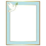 Dove Frame Faith Letter Papers - Set of 25, Religious stationery papers, 8 1/2" x 11", compatible computer paper, Christian Letterhead, Confirmation, Communion, Baptism