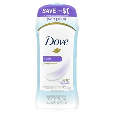 Dove Fresh All Day Underarm Sweat & Odor Protection Antiperspirant Deodorant Twin Pack, 2.6 oz