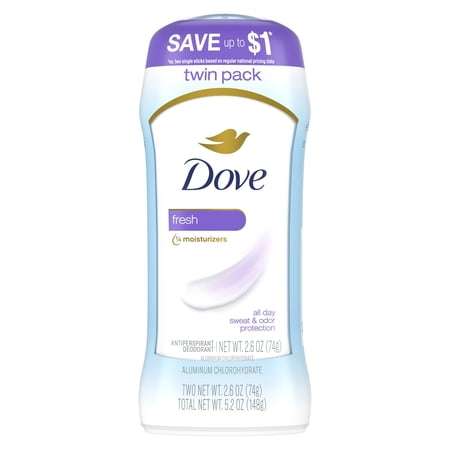 Dove Invisible Solid Antiperspirant Deodorant Stick For Women, Fresh, For All Day Underarm Sweat & Odor Protection ,2.6 oz, 2 Pack price history and forecast - Dove 00079400511706