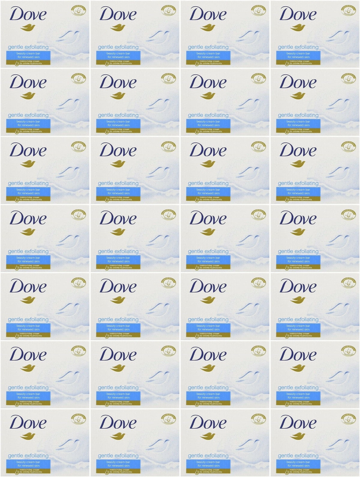 Dove Gentle Exfoliating Beauty Cream Bar Soap 3.5 Ounce / 100 Gram (Pack of 28)