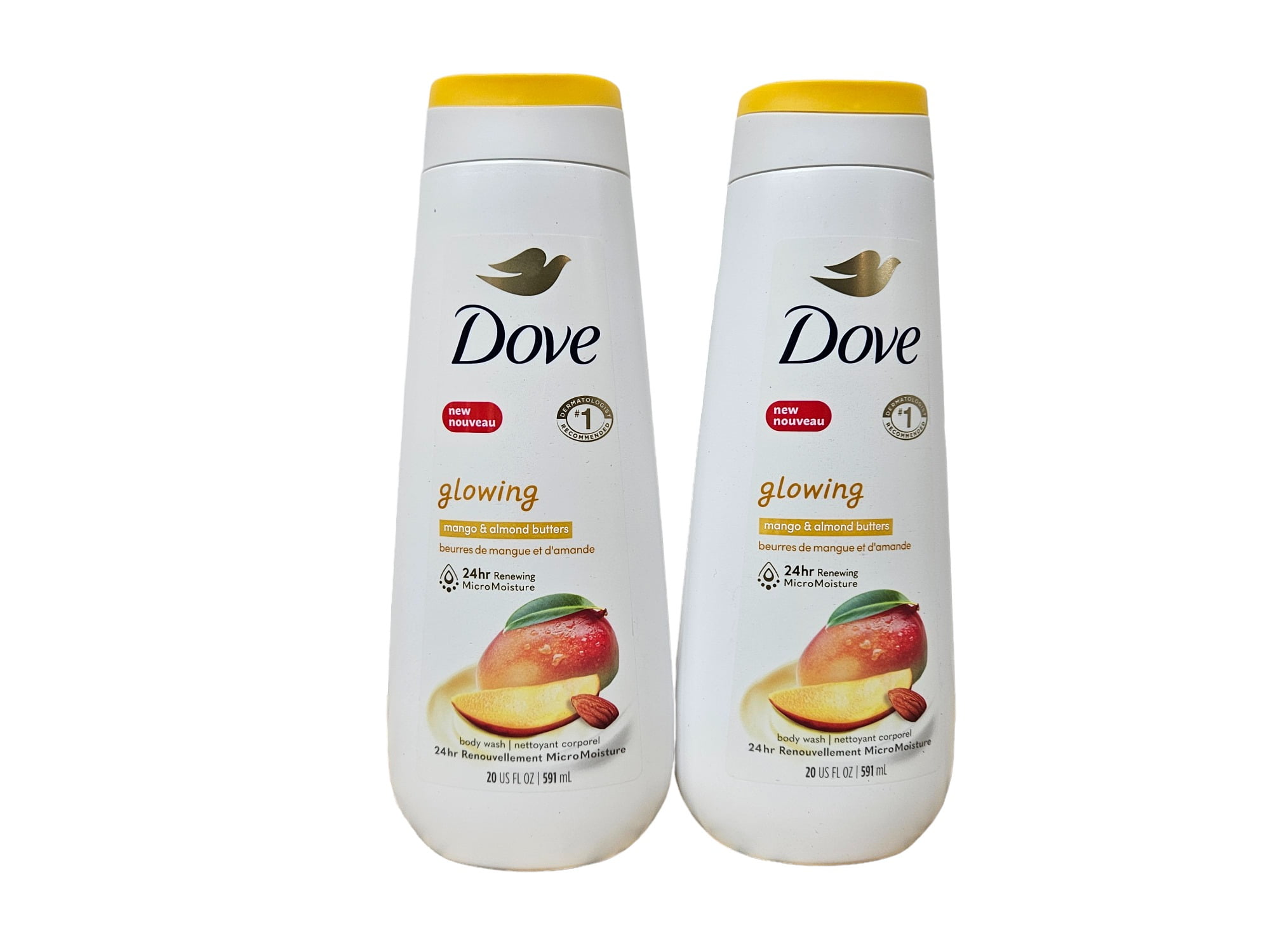Dove Glowing Mango Butter and Almond Butter Body Wash (2 Pack