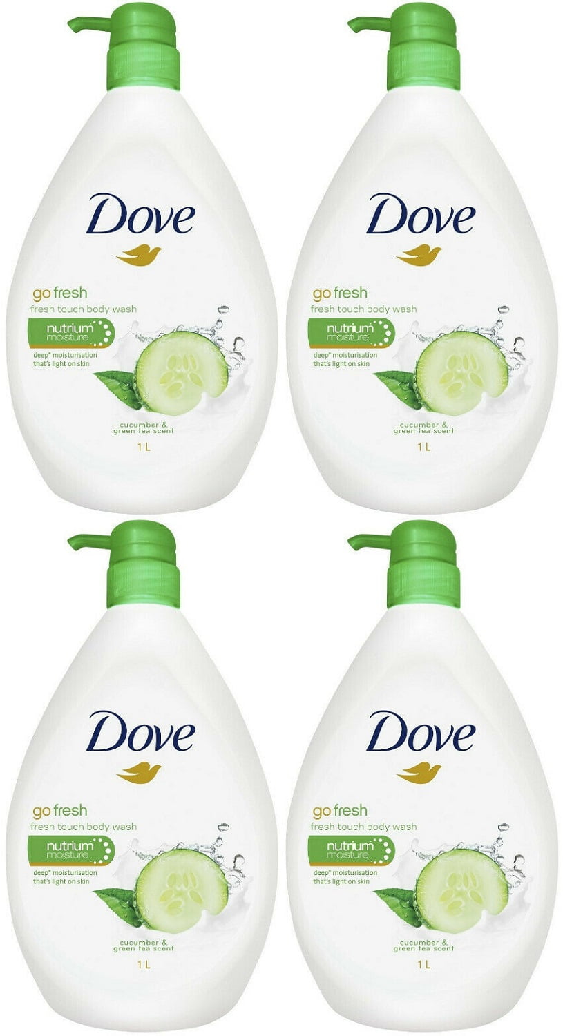 Dove Go Fresh Cucumber & Green Tea Scent Body Wash, 33.8 Ounce / 1 Liter (Pack of 4) International Version