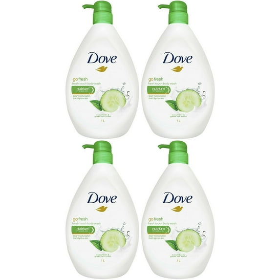 Dove Go Fresh Cucumber & Green Tea Scent Body Wash, 33.8 Ounce / 1 Liter (Pack of 4) International Version