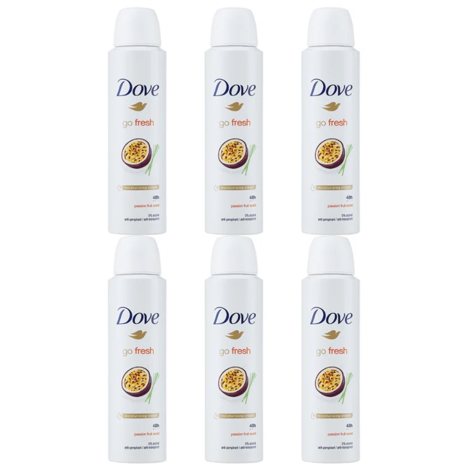 Dove Go Fresh Passion Fruit Scent Antiperspirant Spray - 6 Pack