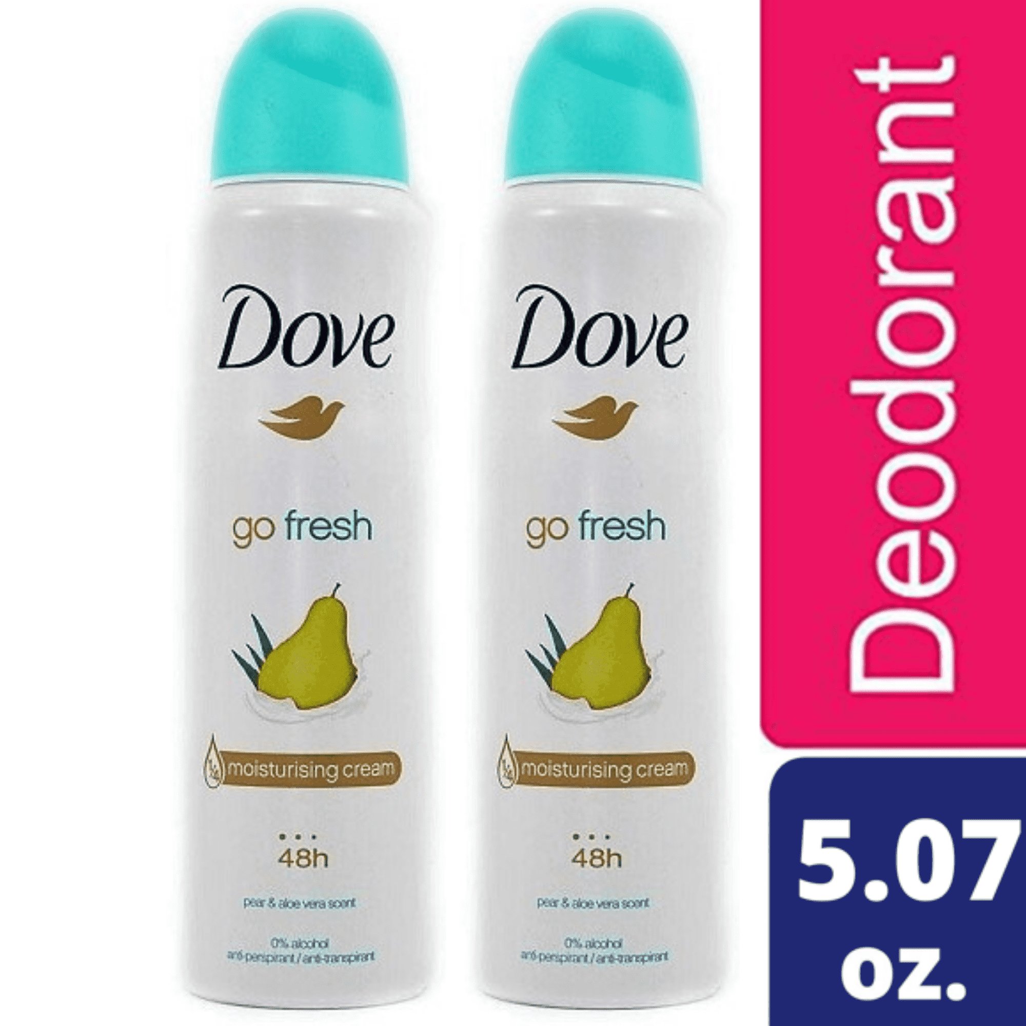 Dove Go Fresh Pear and Aloe Vera Moisturizing Cream Deodorant Dry Spray,  48-Hour Protection, 2 Pack, 5.07 oz - Walmart.com