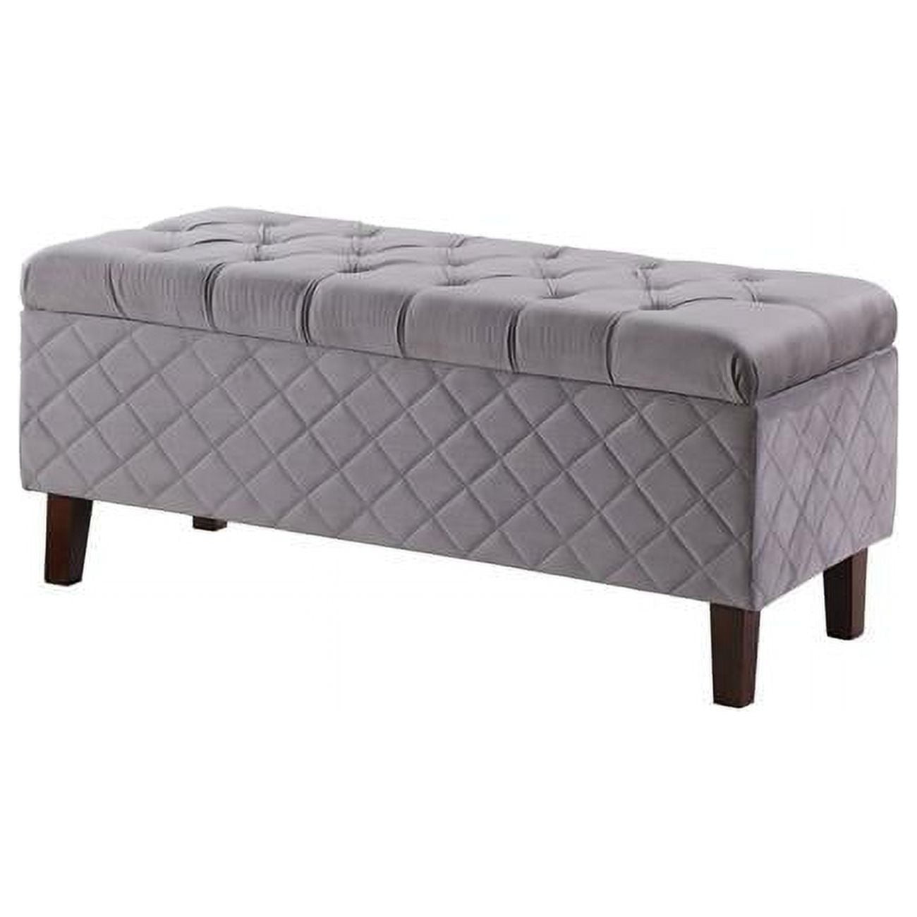 Dove Gray Quilted & Tufted Storage Bench, Gray & Blue - Walmart.com