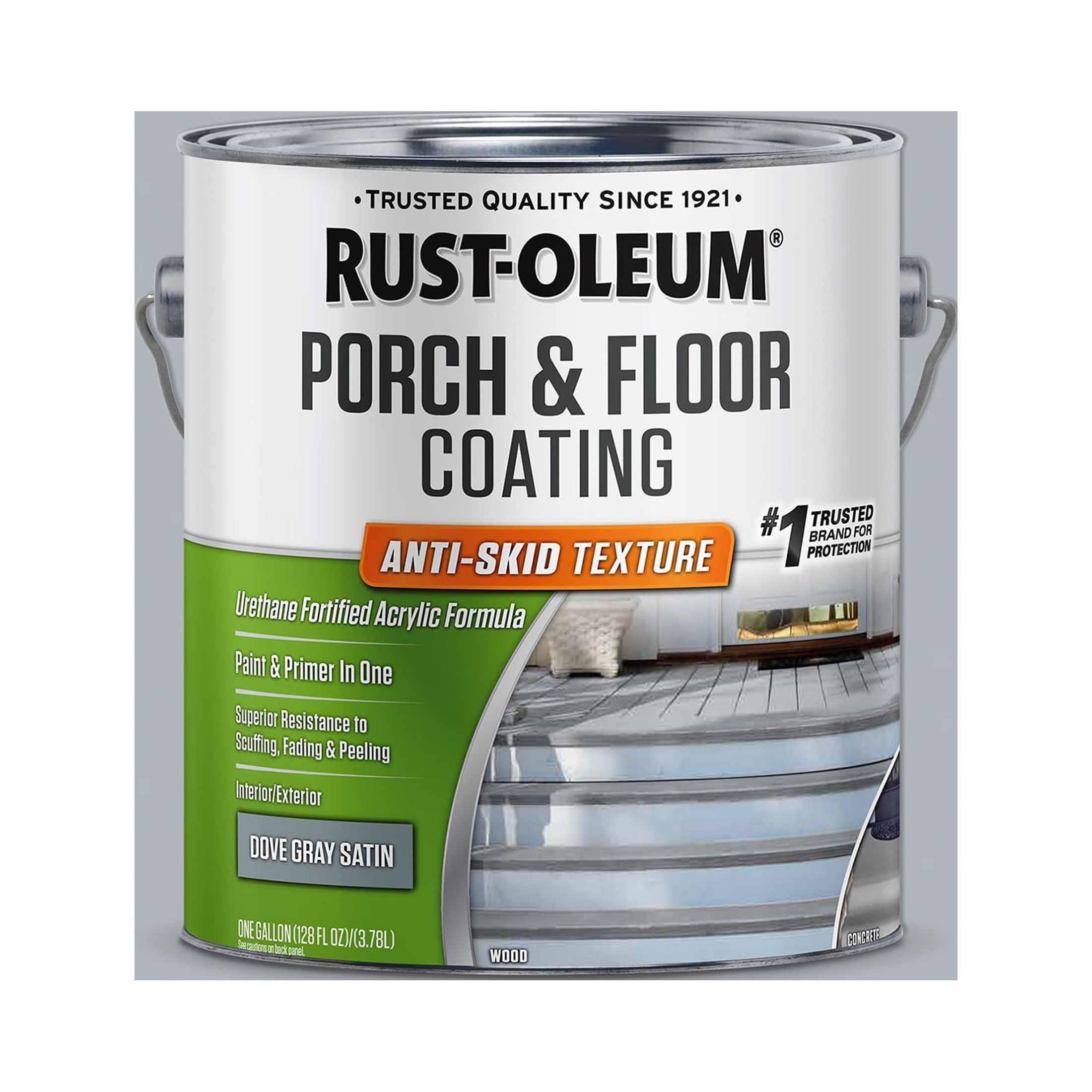 2 Pack, Dove Gray, Rust-Oleum Porch & Floor Coating Satin Anti-Skid- 262365, Gallon