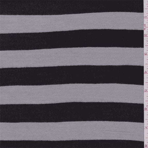 Dove Grey/Black Stripe Sweater Knit, Fabric By the Yard