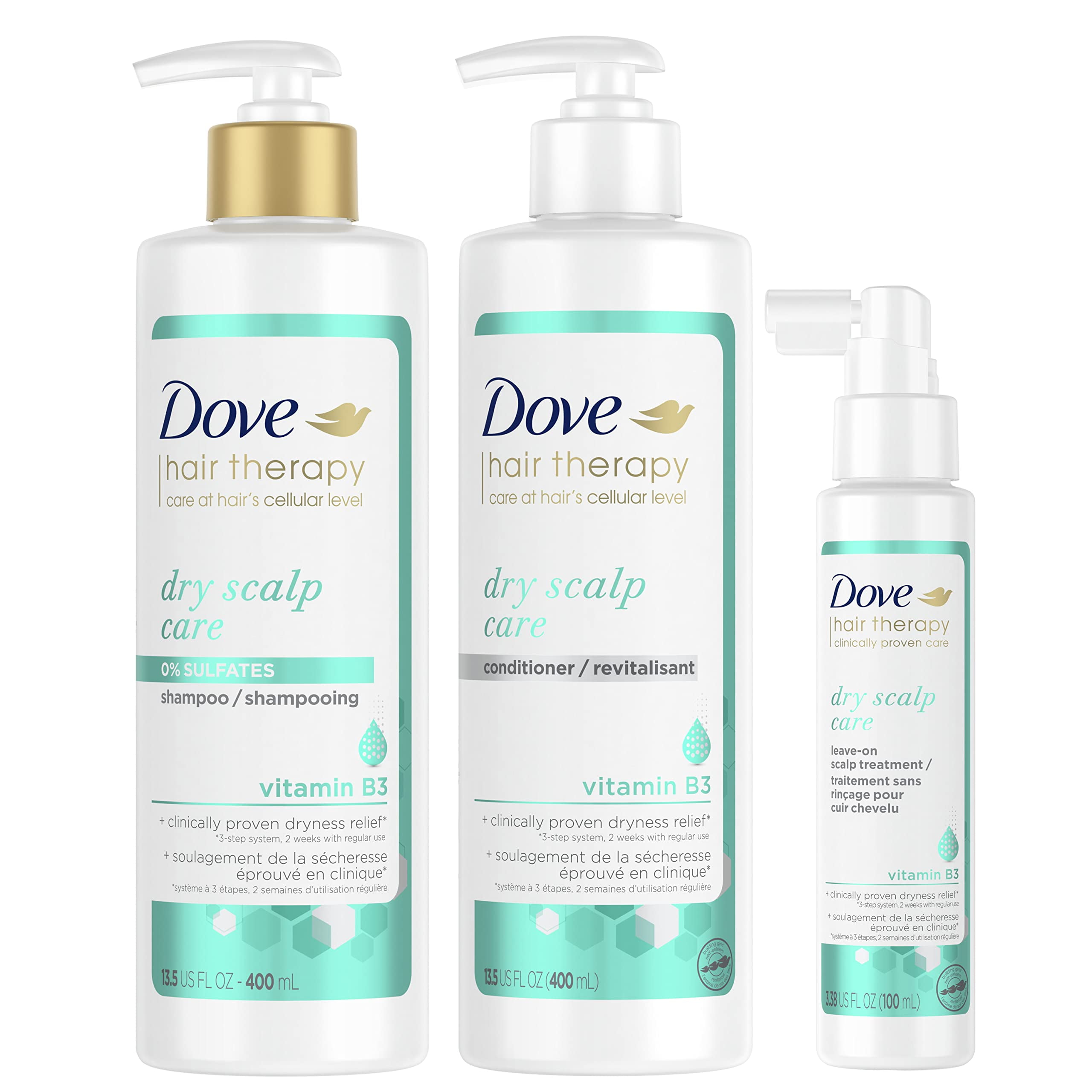 Dove Hair Therapy Regimen Hair Set Shampoo, Conditioner And LeaveOn