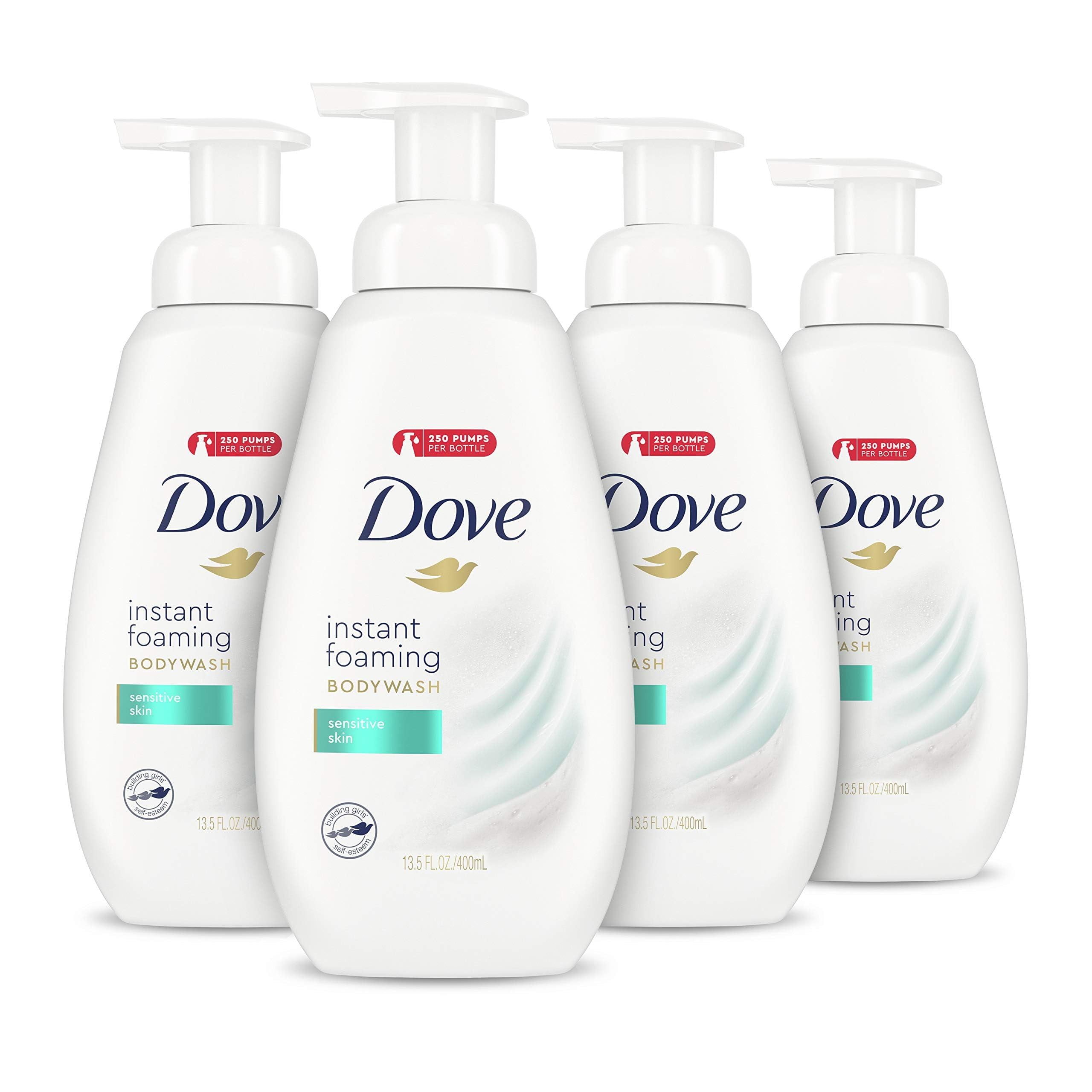 Dove Instant Foaming Body SBF3&nbsp;Wash 4 Count for Softer and Smoother Skin Sensitive Skin Effectively Washes Away Bacteria While Nourishing Your Skin 13.5 oz