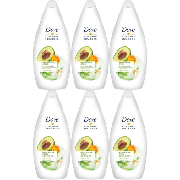 Dove Invigorating Ritual Body Wash, Avocado Oil & Calendula Extract, 16.9 Ounce / 500 Ml (Pack of 6) International Version