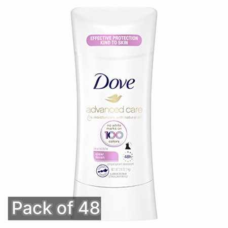Dove Invisible Antiperspirant Deodorant Solid, Clear Finish, 2.6 oz (Pack of 48)