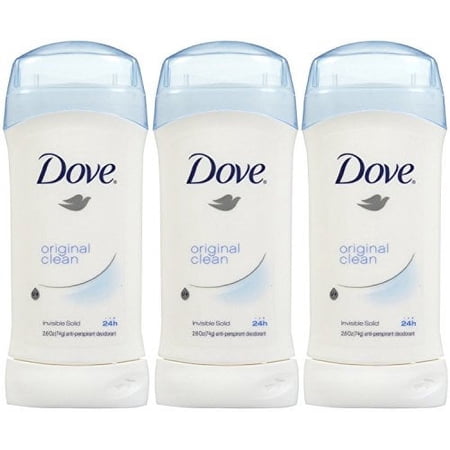 Dove Invisible Solid Deodorant, Original Clean - 2.6 oz - 3 pk