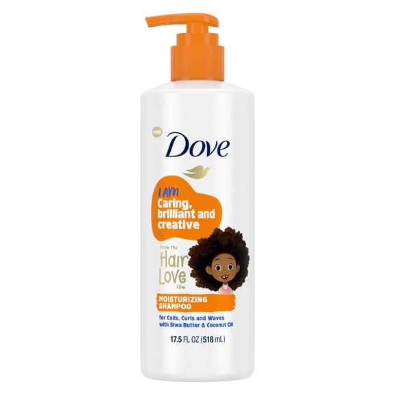 Dove Kids Care Moisturizing Shampoo for Coils, Curls and Waves, Hair Love with Coconut Oil and Shea Butter, 17.5 fl oz