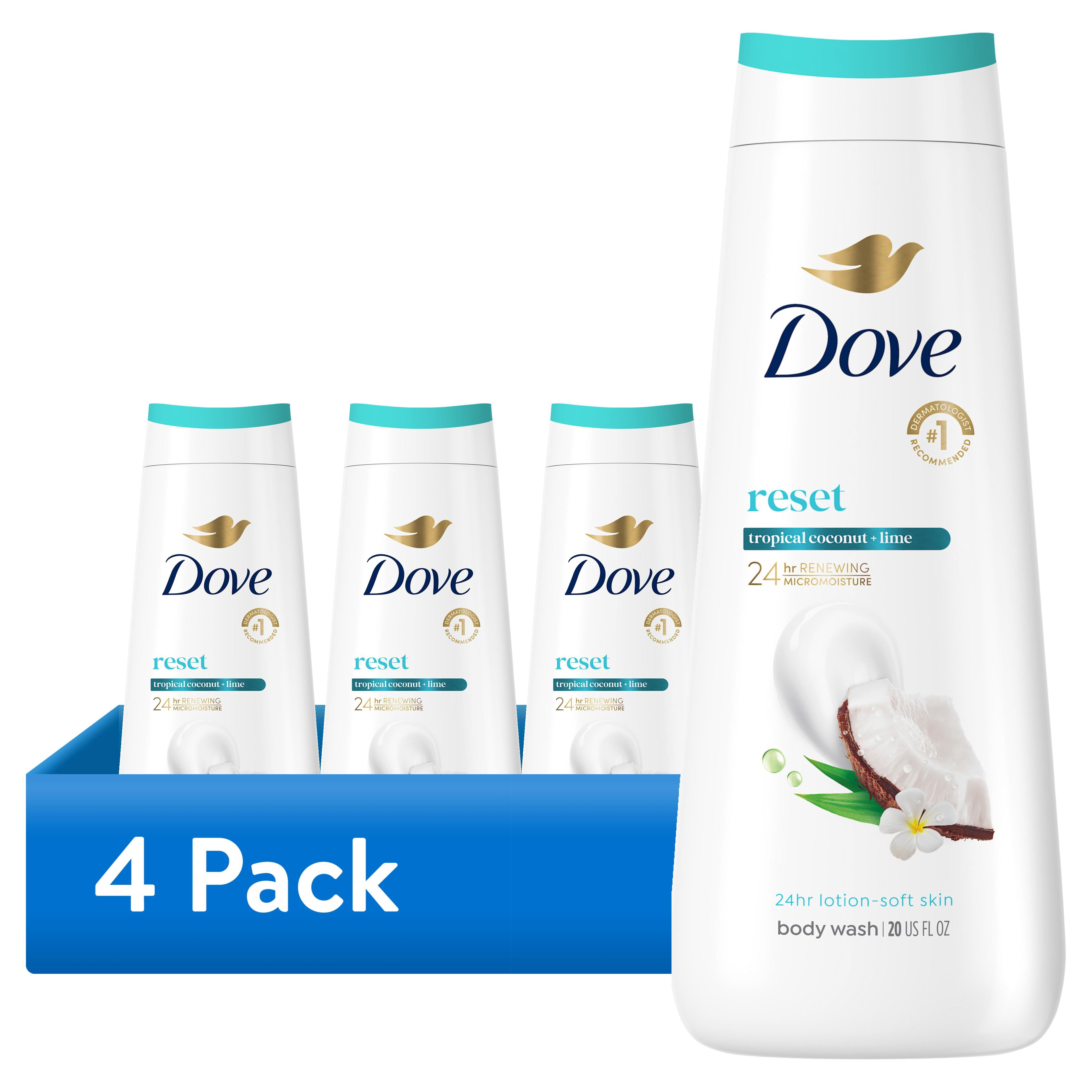 (4 pack) Dove Limited Edition Body Wash Tropical Coconut For Hydrated & Soft Skin, 20 fl oz