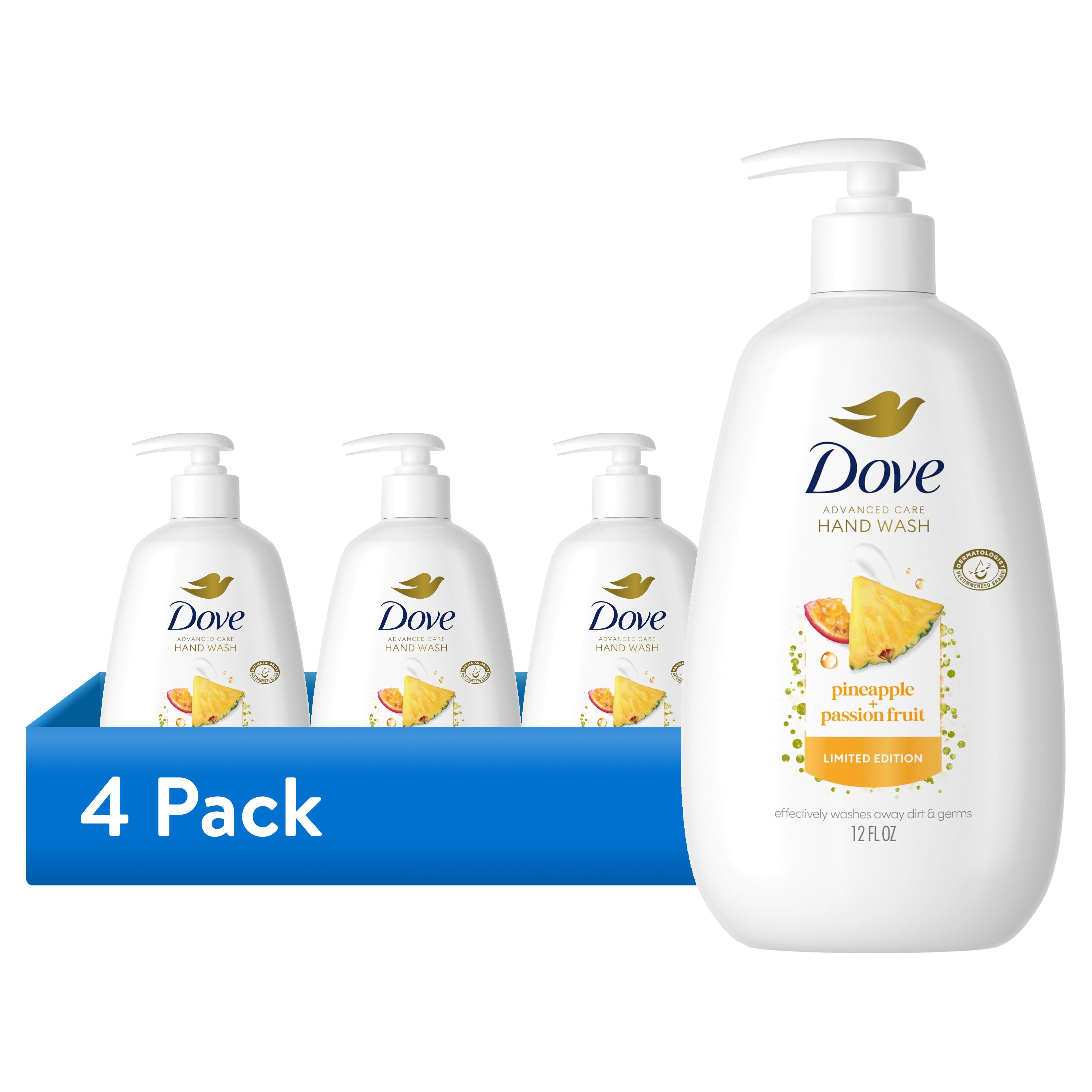 (4 pack) Dove Limited Edition Liquid Hand Soap Pineapple & Passionfruit Moisturizing Hand Wash for Lasting Nourishment, 12 fl oz