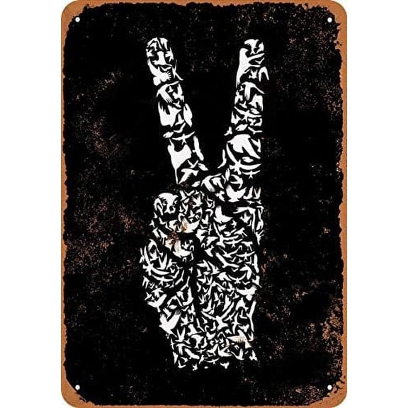 Dove Made with Peace Sign Fingers is Funny Wall Decoration Art Sign (12X8) Metal Sign Art tin tin Label/Painting Metal Plate