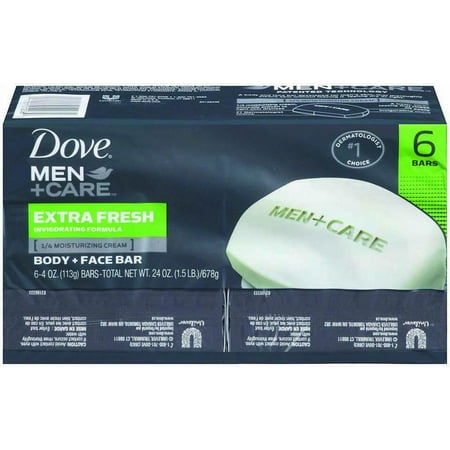 Dove Men+Care 3 in 1 Bar for Body, Face, and Shaving Extra Fresh 3.75 oz 6 Bars (Pack of 32)
