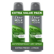 Dove Men+Care Antiperspirant Deodorant Dry Spray Twin Pack, Citrus, 3.8 oz