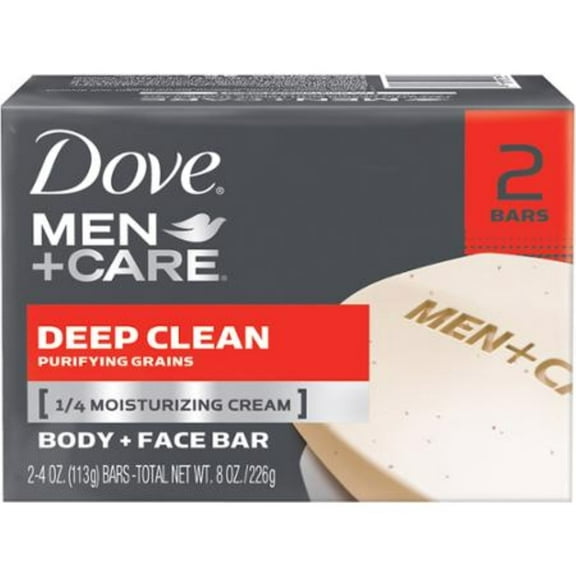Dove Men+Care Body & Face Bar, Deep Clean 4.25 oz bars, 2 ea (Pack of 2)