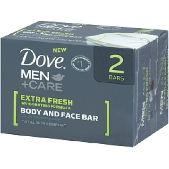Dove Men+Care Body & Face Bar, Extra Fresh, 2 bars, 4.25 oz ea (Pack of 2)