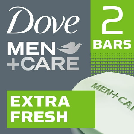 Dove Men+Care Body + Face Bar Invigorating Formula, Extra Fresh, 3.75 oz 2 Bars