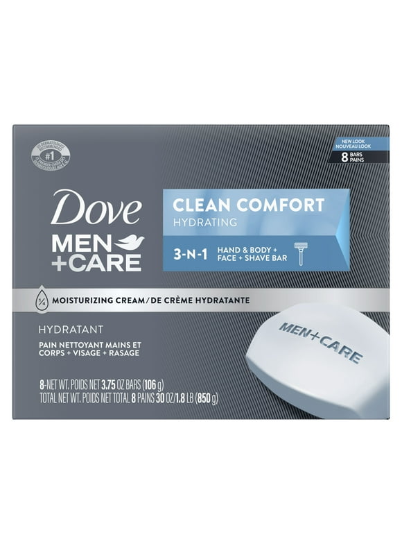 Dove Men+Care Body + Face Bar Mild Formula All Skin Type, Clean Comfort, 3.75 oz (8 Bars)