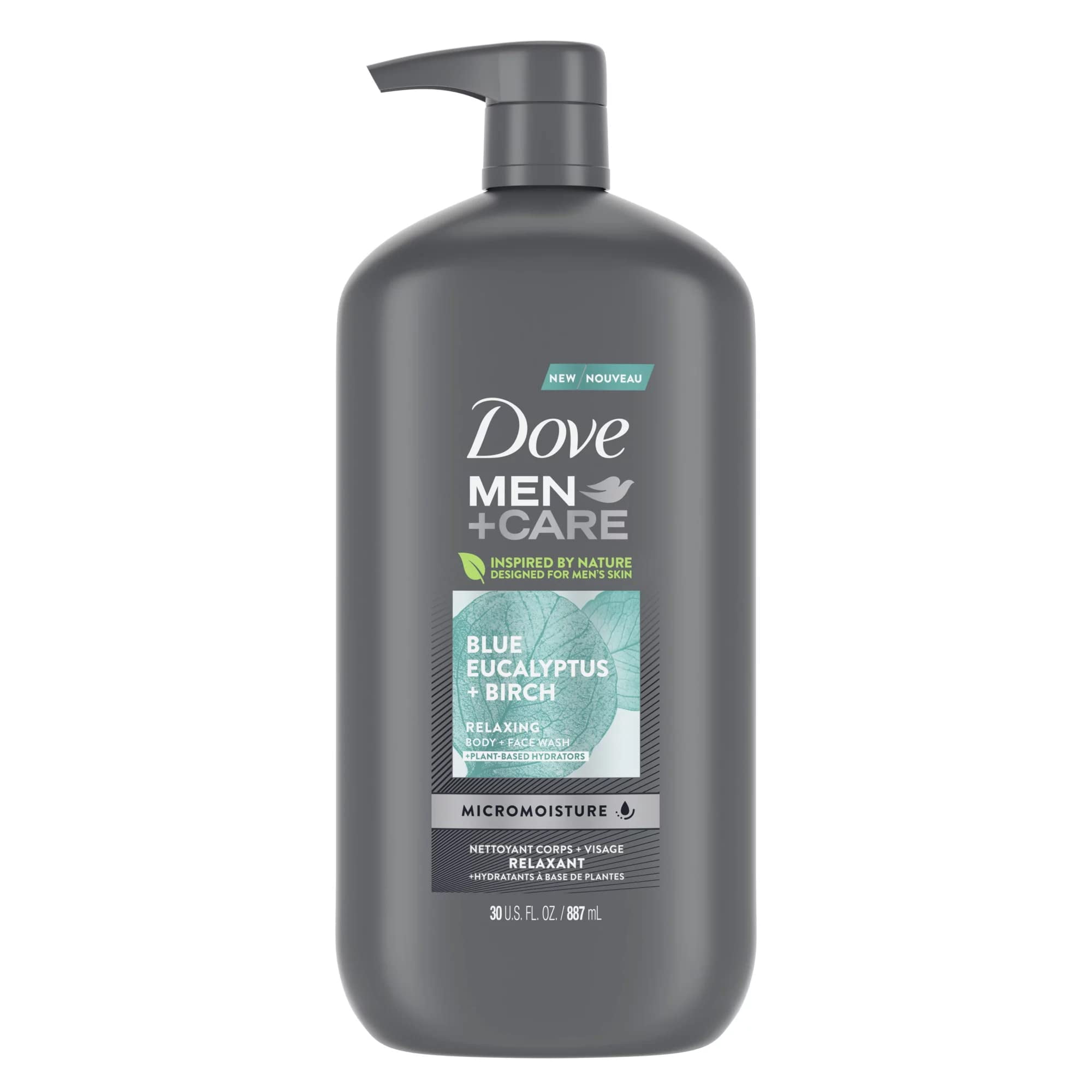 Dove Men+Care Body Wash Blue Eucalyptus Birch Micromoisture Relaxing