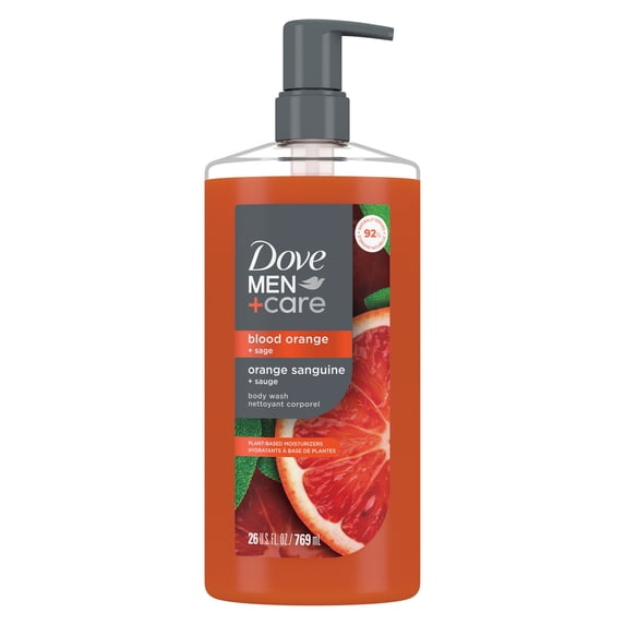 Dove Men+Care Body Wash to Rebuild Skin in the Shower Blood Orange with Plant-Based Cleansers and Moisturizers, 26 fl oz