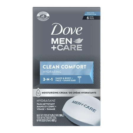 Dove Men+Care Body and Face Bar Clean Comfort 3.75 oz, 6 Bar