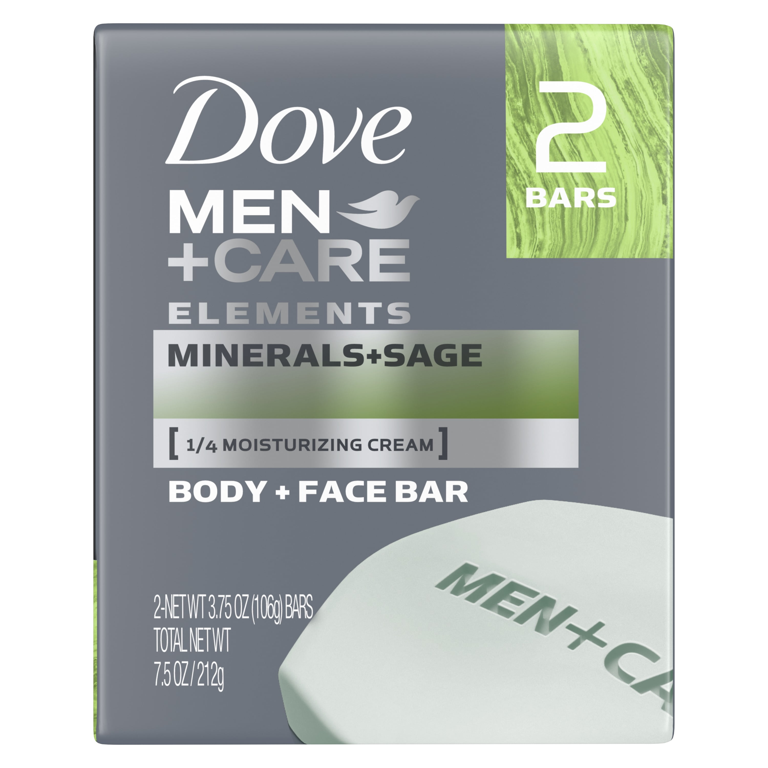 Dove Men+Care Body and Face Bar Minerals + Sage 3.75 oz 2 Bars