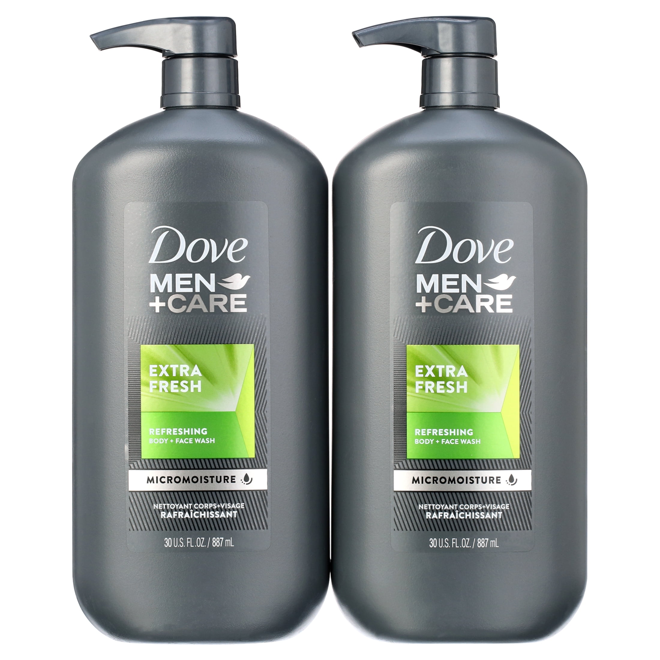 Dove Men+Care Body and Face Wash Extra Fresh, 30 Fluid Ounce (Pack of 2)