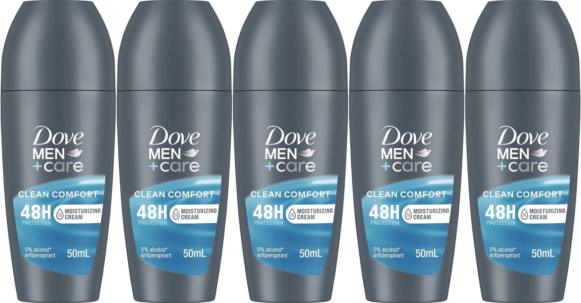 Dove Men+Care Clean Comfort Anti-Perspirant Roll-On, 50 Ml / 1.7 Ounce (Pack of 5)