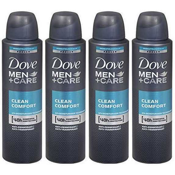 Dove Men + Care Clean Comfort Spray Deodorant & Antiperspirant 150Ml / 3.8 Ounce,(4 Pack)